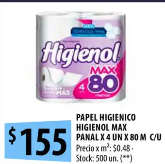Punto Mayorista Higienol Max Panal Papel Higiénico x 4un x 80m c/u oferta