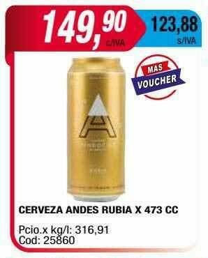 Maxiconsumo Cerveza Andes Rubia oferta