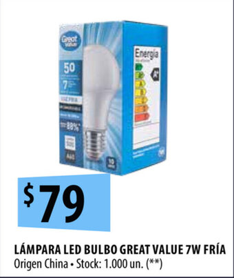 Punto Mayorista Great Value Lámpara LED Bulbo 7W Fría oferta