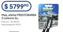 Hergo Gillette maq. afeitar presto barba 3 carbono 2u. oferta