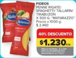 Carrefour Express Matarazzo fideos penne rigate/ spaghetti/ tallarín/ tirabuzón oferta