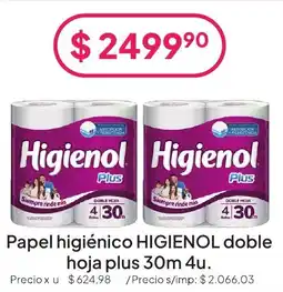 Hergo Higienol papel higiénico higienol doble hoja plus oferta