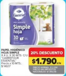 Carrefour Express Carrefour essential papel higiénico hoja simple oferta