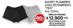 Carrefour Short pijamero liso/estampado "tex" oferta