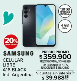 Carrefour Samsung celular libre a16 black oferta