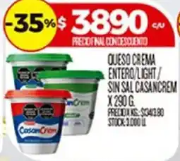 Supermercados DIA Casancrem queso crema entero/light/sin sal oferta