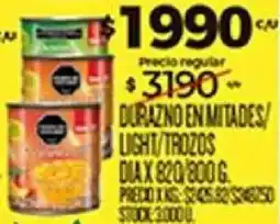 Supermercados DIA Durazno en mitades/light/trozos oferta