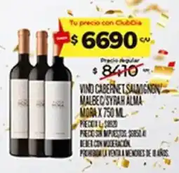 Supermercados DIA Alma vino cabernet sauvignon malbec/syrah oferta