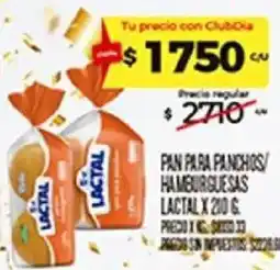 Supermercados DIA Lactal pan para panchos/ hamburguesas oferta
