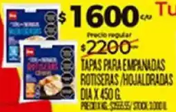 Supermercados DIA Taps para empanadas rotiseras / hojaldradas oferta