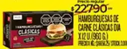 Supermercados DIA Dia hamburguesas de carne clásicas oferta