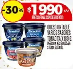 Supermercados DIA Tonadita queso untable varios sabores oferta