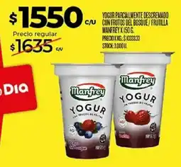 Supermercados DIA Manfrey yogur con trozos de frutas oferta