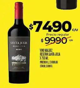 Supermercados DIA Santa julia vino malbec reserva oferta