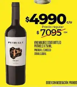 Supermercados DIA Putruelé vino malbec estate bottled oferta