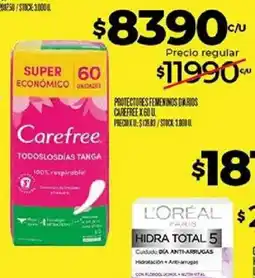 Supermercados DIA Carefree protectores femeninos diarios todos los días tanga oferta