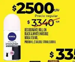 Supermercados DIA Nivea desodorante roll on black & white invisible oferta