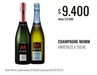 Super MAMI Mumm champagne varietales oferta