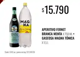 Super MAMI Aperitivo fernet branca menta + gaseosa magna tónica oferta