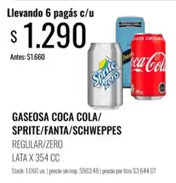 Supermercados Tadicor Coca cola/sprite/fanta/schweppes gaseosa oferta