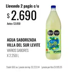 Supermercados Tadicor Villa del sur levite agua saborizada varios sabores oferta
