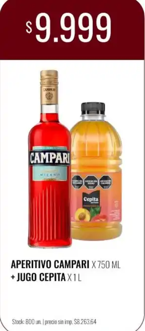 Supermercados Tadicor Campari aperitivo + jugo cepita oferta