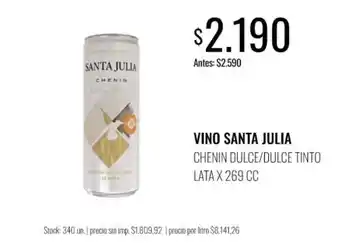 Supermercados Tadicor Santa julia vino chenin dulce/dulce tinto oferta