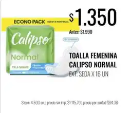 Supermercados Tadicor Calipso toalla femenina normal oferta