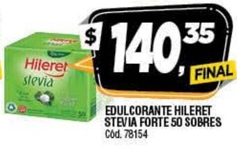 Supermercados Yaguar Edulcorante Hileret Stevia Forte 50 Sobres oferta