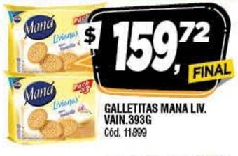 Supermercados Yaguar Galletitas Mana Liv. Vain. 393g oferta