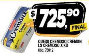 Supermercados Yaguar Queso Cremoso Cremon LS Cremoso x Kg oferta