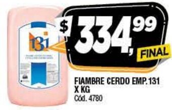 Supermercados Yaguar Fiambre Cerdo Emp.131 x Kg oferta