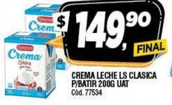 Supermercados Yaguar Crema Leche LS Clasica P/Batir 200g UAT oferta