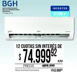La Anonima Bgh aire acondicionado split fc inverter 3100w oferta