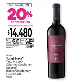 La Anonima Luigi Bosca vino tinto malbec/cabernet sauvignon reserva/blanco chardonnay oferta