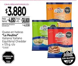 La Anonima La paulina queso en hebras italiano/italiano equilibrio/cheddar oferta