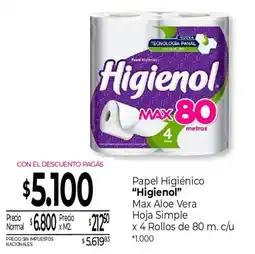 La Anonima Higienol papel higiénico max aloe vera oferta