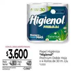 La Anonima Higienol papel higiénico premium doble hoja oferta