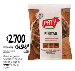 La Anonima Paty hamburguesas finitas oferta