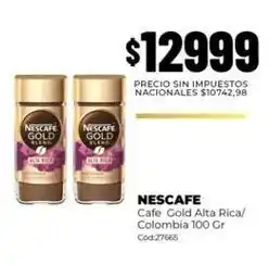 Diarco Nescafé - cafe gold alta rica/colombia 100 gr cód:27665 oferta