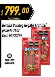 Supermercados Comodin Mas - gomita bulldog regaliz frutilla/ picante 75gr cod. 50730/29 oferta