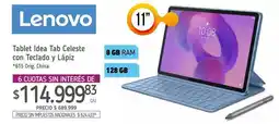 La Anonima Lenovo - tablet idea tab celeste con teclado y lápiz oferta