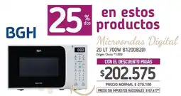 La Anonima Bgh - microondas digital 20 lt 700w b1200b201 oferta