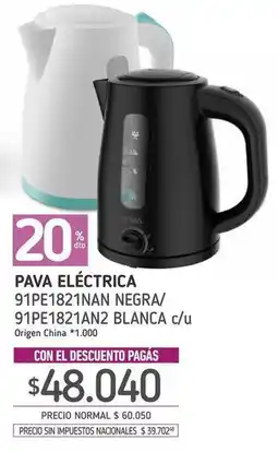 La Anonima Blanca - pava eléctrica 91pe1821nan negra/ 91pe1821an2 blanca c/u oferta