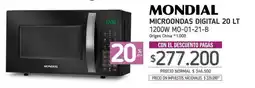 La Anonima Mondial - microondas digital 20 lt 1200w mo-01-21-b oferta