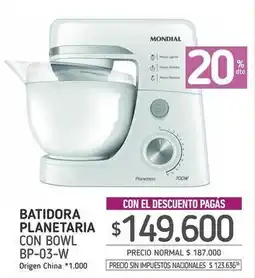 La Anonima Mondial - batidora planetaria con bowl bp-03-w oferta