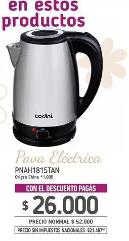 La Anonima Codini - pava eléctrica pnah1815tan oferta