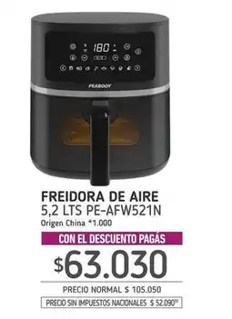 La Anonima Peabody - freidora de aire 5,2 lts pe-afw521n oferta