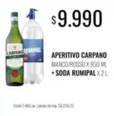 Supermercados Tadicor Carpano - aperitivo carpano bianco/rosso + soda rumipal oferta