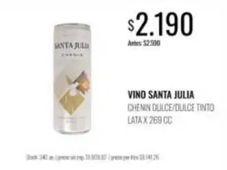 Supermercados Tadicor Santa julia - vino santa julia chenin dulce/dulce tinto lata oferta